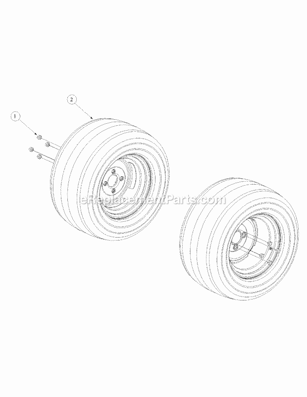 Wheel Assembly Diagram and Parts List for M60-KH 53BB5BDX750-27HP-OHV Cub Cadet Lawn Tractor